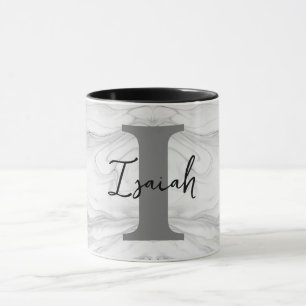 Modern och klassisk marmor monogram bokstav I Mugg