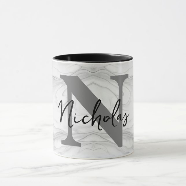 Modern och klassisk marmor monogram bokstav N Mugg (Center)