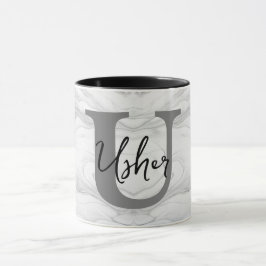 Modern och klassisk marmor monogram bokstav U Mugg