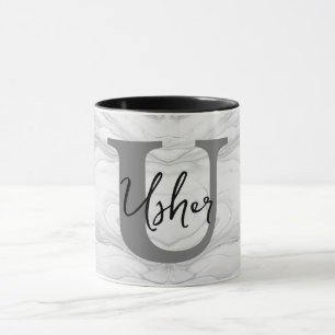 Modern och klassisk marmor monogram bokstav U Mugg