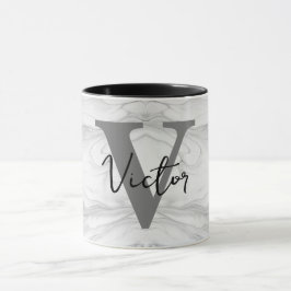 Modern och klassisk marmor monogram bokstav V Mugg