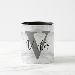 Modern och klassisk marmor monogram bokstav V Mugg