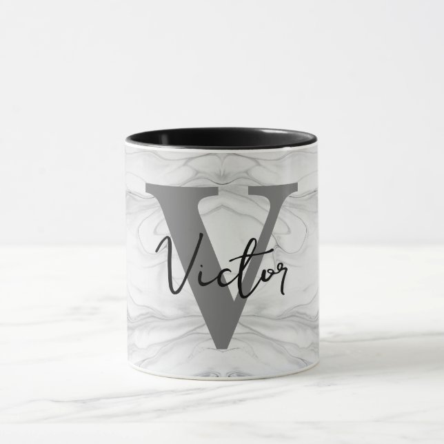 Modern och klassisk marmor monogram bokstav V Mugg (Center)