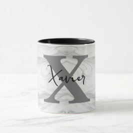 Modern och klassisk marmor monogram bokstav X Mugg