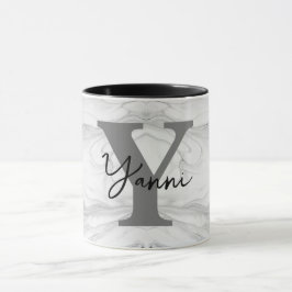 Modern och klassisk marmor monogram bokstav Y Mugg
