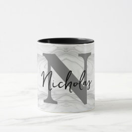 Modern och klassisk marmor Monogram Brev N Mugg