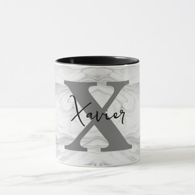 Modern och klassisk marmor Monogram Brev X Mugg (Center)