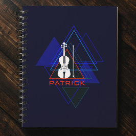 Modern och Masculine Navy Blue Music Violin Design Anteckningsbok