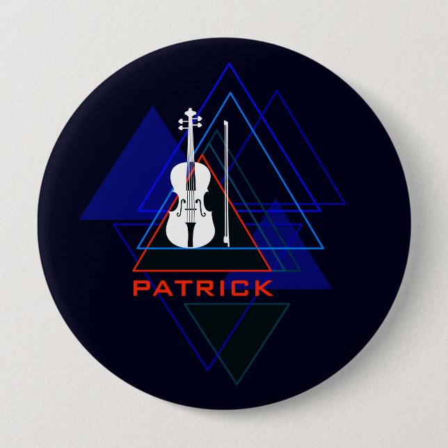 Modern och Masculine Navy Blue Music Violin Design Knapp (Framsida)