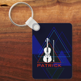 Modern och Masculine Navy Blue Music Violin Design Nyckelring
