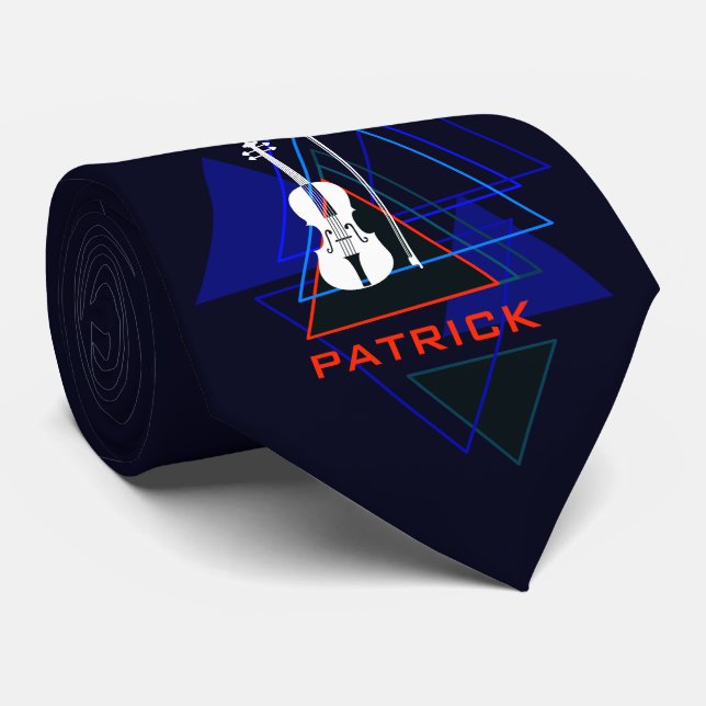 Modern och Masculine Navy Blue Music Violin Design Slips (Rullad)