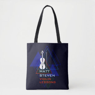 Modern och Masculine Navy Blue Music Violin Design Tygkasse