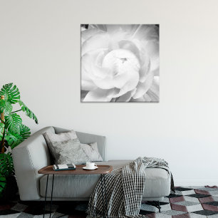 Modern och minimal Blommigt, svart och vit blomma Canvastryck
