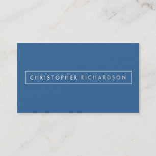MODERN och MINIMAL Boxed Namn Logotyp på Blue Visitkort