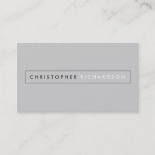 MODERN- och MINIMAL Boxed Namn-Logotyp på Grått Visitkort
