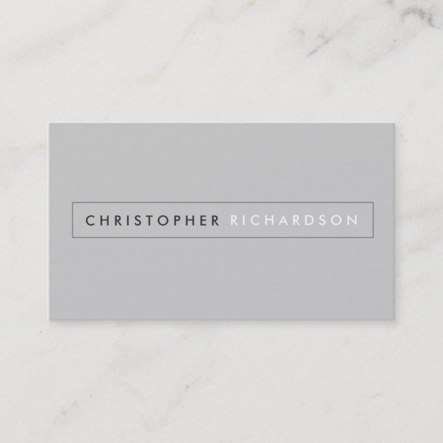 MODERN- och MINIMAL Boxed Namn-Logotyp på Grått Visitkort (Framsida)