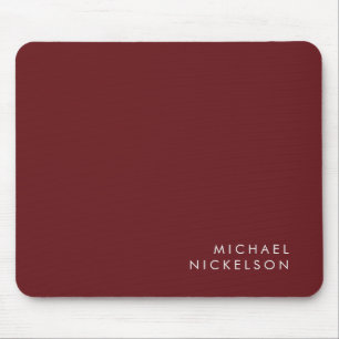 Modern och minimal Burgundy Lägg till ditt namn Musmatta