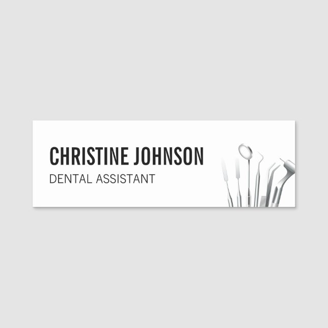 Modern och minimal tandassistent namnbricka (Framsida)