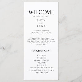 Modern och minimal vit Bröllop Program