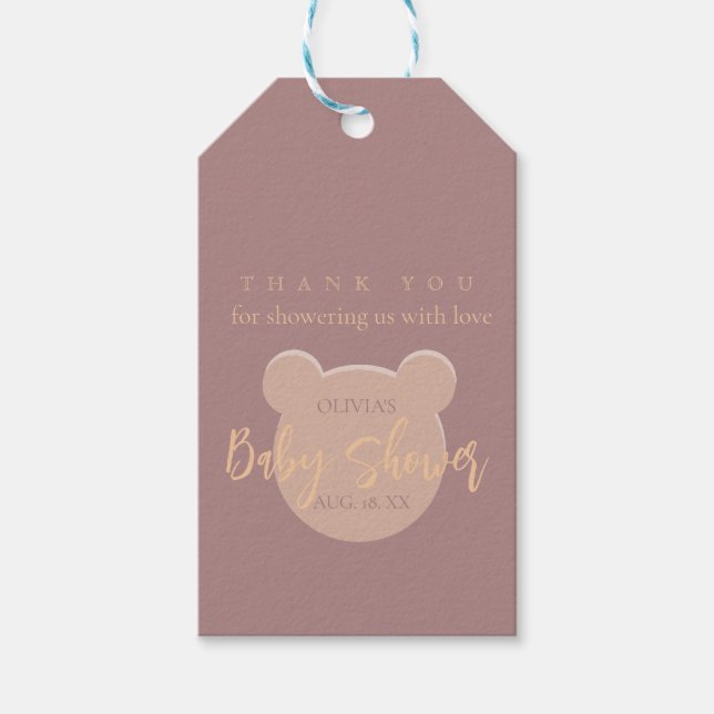 Modern och minimalistisk babystövel Tack Presentetikett (Framsidan)