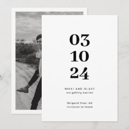 Modern och minimalistisk fotografera spara datum inbjudningar