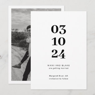 Modern och minimalistisk fotografera spara datum inbjudningar