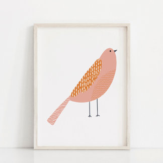 Modern och minimalistisk handritad fågelkonst poster