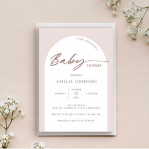 Modern och minimalistisk inbjudan till babydusch