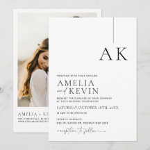 Modern och minimalistisk inbjudan till fotobröllop