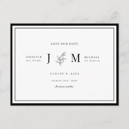 Modern och minimalistisk löv, spara datumet vykort