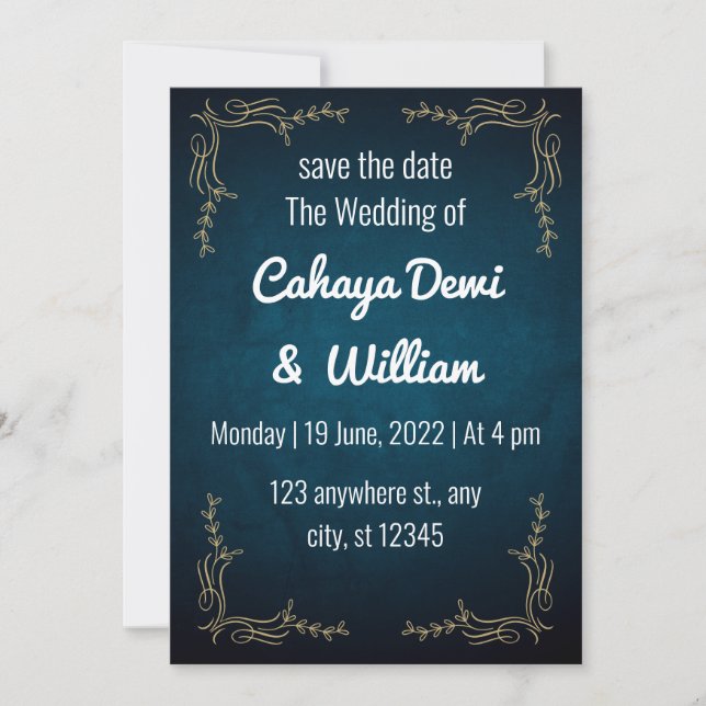 Modern och minimalistisk marin och vit Elegant Inbjudningar (Framsida)