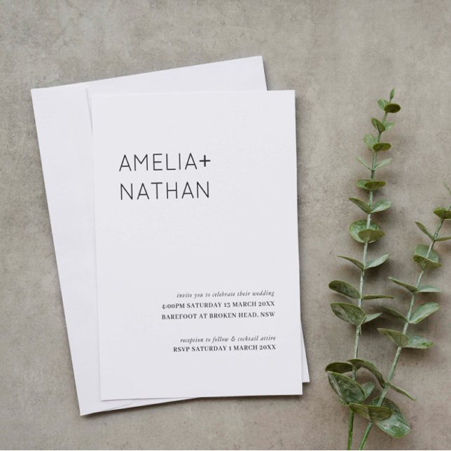 Modern och minimalistisk namn bröllop inbjudningar (Skapare uppladdad)