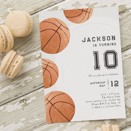 Modern och minimalistisk pojkes basketbollfödelsed inbjudningar