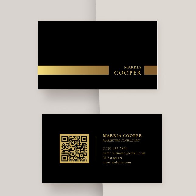 Modern och minimalistisk Professionell i Svarta oc Visitkort (Modern and Minimalist Black and Gold Professional Business Card)