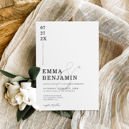 Modern och minimalistisk svart | Vita Bröllop Inbjudningar