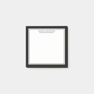 Modern och minimalistisk svartvit Personlig Post-it Block