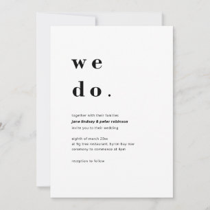 Modern och minimalistisk typografi i bröllop inbjudningar