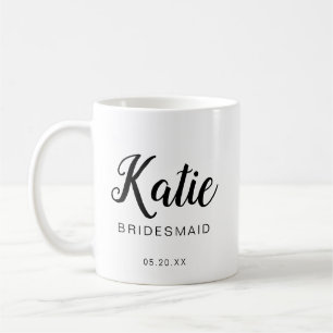 Modern och minimalt typografiskt Bridesmaid Monogr Kaffemugg