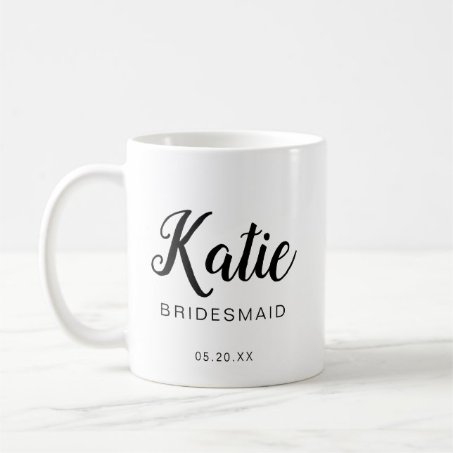 Modern och minimalt typografiskt Bridesmaid Monogr Kaffemugg (Vänster)