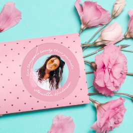 Modern och Retro Rosa Examen Runt Klistermärke