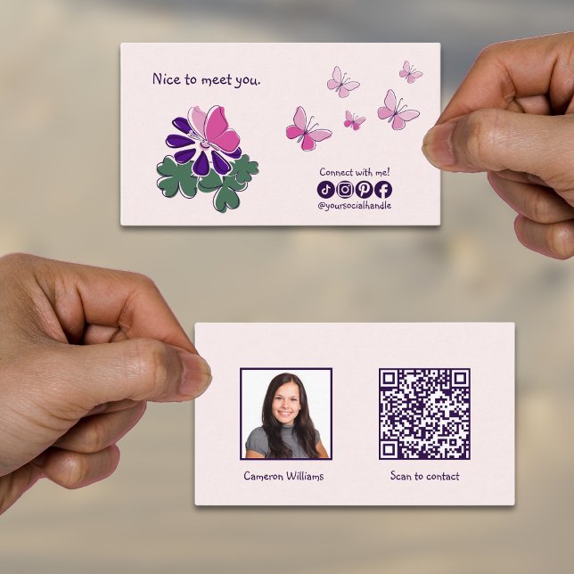 Modern och snygg för att möta dig  med att ansluta visitkort (Modern Nice To Meet You Blush Connect On Social Business Card)
