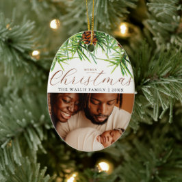 Modern och Snyggt Foto och Hälsning Jul Gräs Julgransprydnad Keramik
