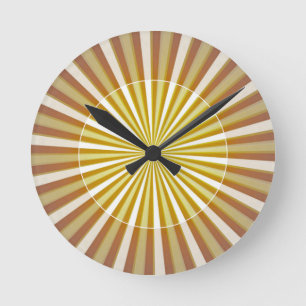 Modern och Snyggt Sunburst Gult och Brown Rund Klocka