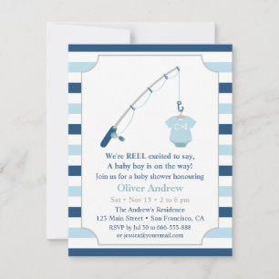Modern och söt fiske-tema baby shower anpassad inbjudningar