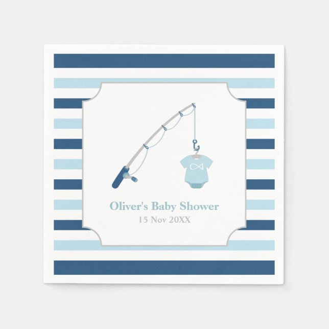 Modern och söt fisketemat babyshower pappersservett (Framsidan)