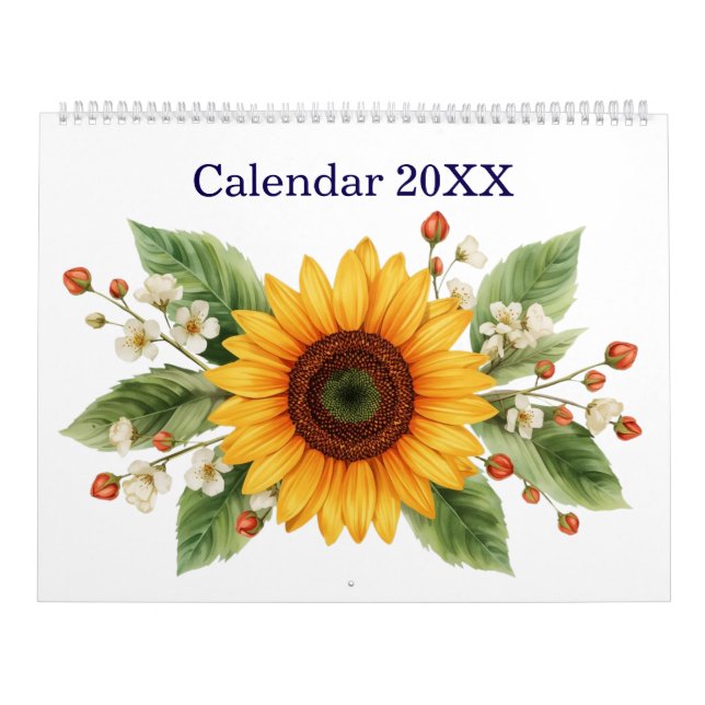 Modern och Stilig Solros Månadskalender 2026 Kalender (Omslag)