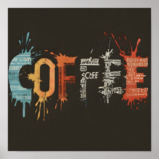 Modern och stilren abstrakt kaffekonst kafé poster (Framsidan)