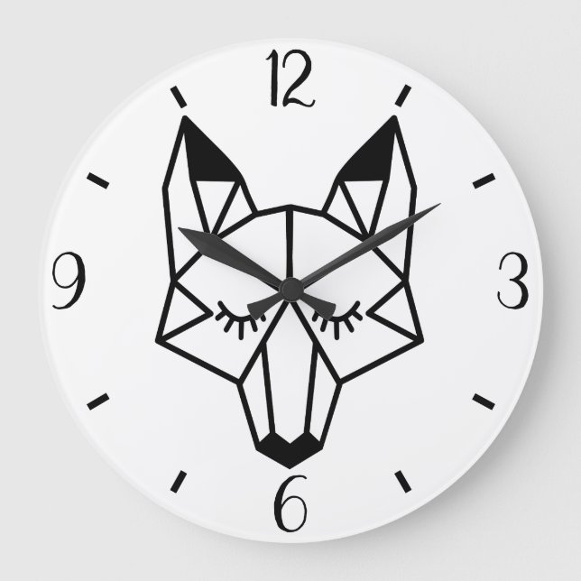 Modern och Trendig Geometric Fox Stor Klocka (Framsida)