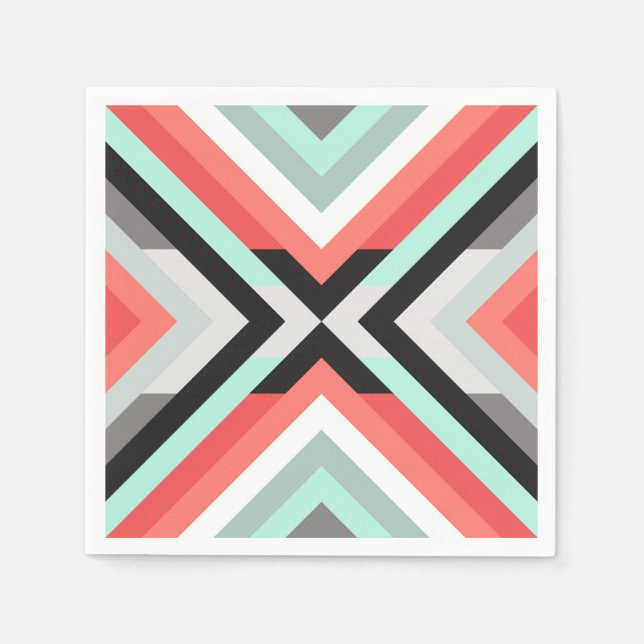 Modern och Trendig Geometric Mint Coral Design Pappersservett (Framsidan)