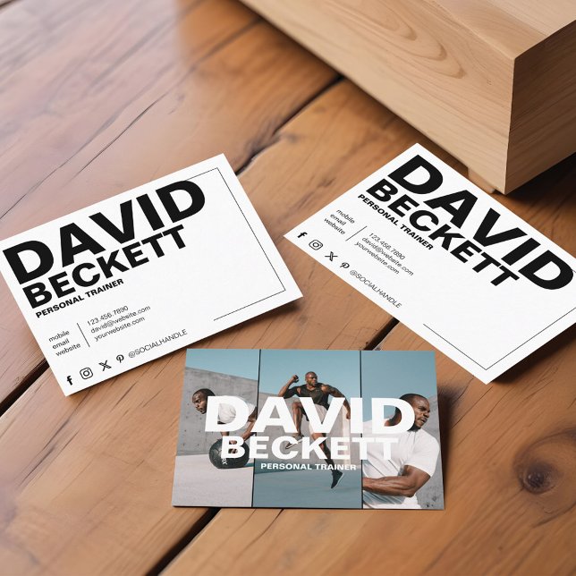 Modern och Trendig - personlig träningsfack 3 - fo Visitkort (Modern & Trendy Personal Trainer Fitness 3 Photo Business Card)